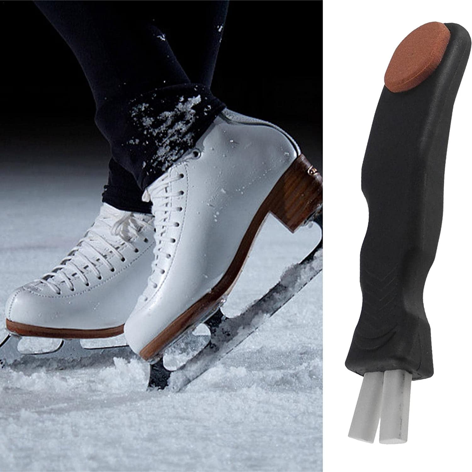 Aiguiseur De Lame Pour Patins à Glace - Sable Résistant - Largeur Réglable - Compact 6,3x2,9x2,6 Cm - Avec Sac De Transport