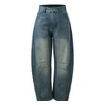 thumbnail image 5 of JIKNTTR Women's Straight Leg Jeans Mid Rise Barrel Jeans Wide Leg Cropped Denim Pants Baggy Boyfriend Jeans With Pockets Comfortable Denim Pants, 5 of 9