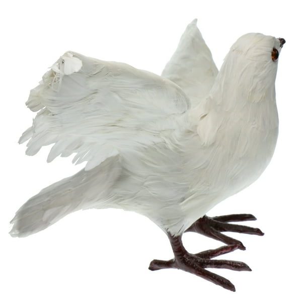 Estatua De Pájaros Falsos Con Grúa De Paloma Emplumada Artificial - Decoración Divertida De Adornos De Esculturas - Figuras De Arte De Patio Interior 3 blanco Soledad Decoy Pigeon Artificial