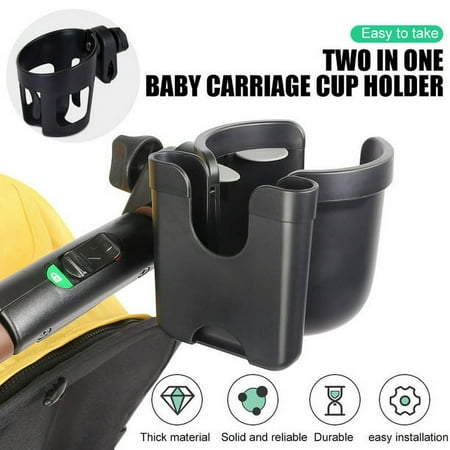 Amerteer Universal Cup Holder,2 in 1 Stroller Bottle Holder with Phone Holder 360 Degrees Rotation Large Caliber Drink Rack for Pushchair Crib Bicycle Wheelchair Walker Scooter Fishing Rod Treadmill