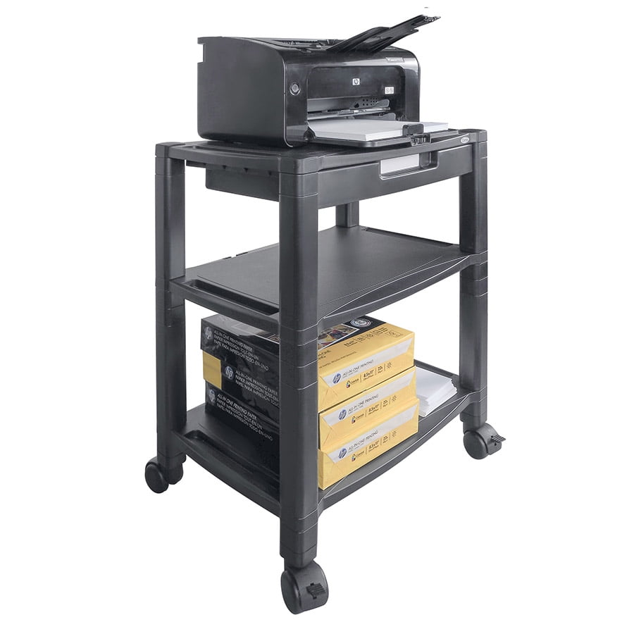 Mobile Printer Stand Three Shelf w X 13 25d X 24 5h Black Walmart Com Mobile Printer Stand Three Shelf w X 13 25d X 24 5h Black Walmart Com