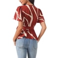 thumbnail image 3 of INSPIRE CHIC Women's Ruffle Top Wrap V Neck Elastic Waist Belt Elegant Chic Blouse L Dark Red, 3 of 5