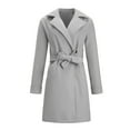 thumbnail image 3 of Baberdicy Women's Belted Wool Coat, Slim Fit Lapel Trench Overcoat for Elegance , Belted Wool Coat, Notch-Collar Long Jacket, Winter Overcoat Grey S, 3 of 5