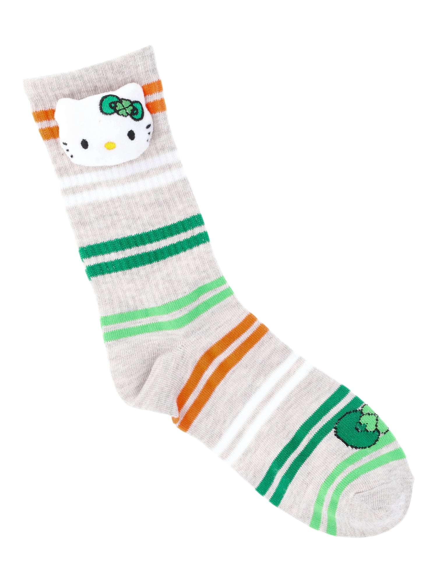 St. Patrick's Day Women's Hello Kitty Pom Crew Socks, 1-Pack, Size 4-10