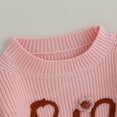 thumbnail image 4 of Okbabeha Toddler Baby Girl Chunky Sweater Romper Onesie Knit Big/Lil Sis Embroidered Sweatshirt Sister Matching Outfit, 4 of 7