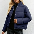 thumbnail image 4 of Nfurl Womens Winter Puffer Jackets Warm Zip up Button Down Coats Winter Going Out Outerwear Solid Color Quilted Puffy Jacket with Pockets Blue L, 4 of 4