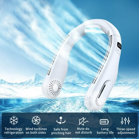 

Portable Neck-Fan 4000mAh Wearable Personal Fan 360° Adjust Cool Down Hanging Fan Semiconductor Cool Down Portable Neck-Fan 3 Speed Bladeless Neck-Fan