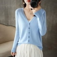 thumbnail image 5 of 2024 Spring And Autumn Sweater New Women's V-neck Cardigan Solid Color Long Sleeve Women's Clothing Cardigan ZD035, 5 of 5