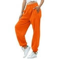 thumbnail image 5 of High Waist Sweatpants Women, Audhol Women's Casual Pant Solid Color Sports and Leisure Pant Drawstring Wide Leg Pants and Drawstring Pocket Pants Wide Leg Sweatpants Women orange S, 5 of 8