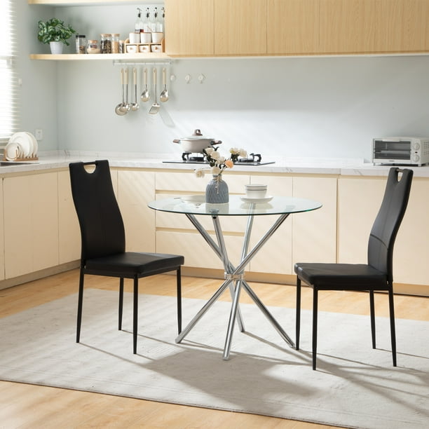 Omni House Dining Room Table Set for 2,Modern Space Saving Tempered