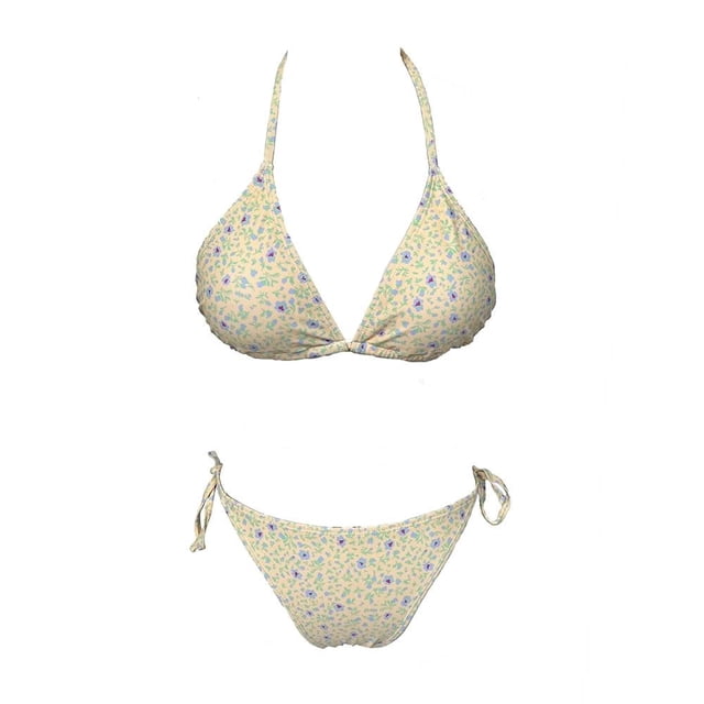 Traje de Baño Ocean Pacific para Mujer, Cintas Ajustables, Estampado Flores Amarillo Talla EG 2 Piezas