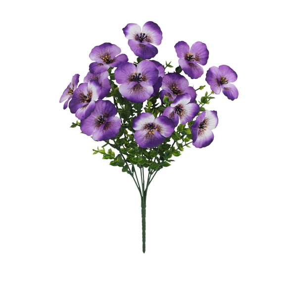 SLYNSHome Artificial Fake Pansy Flowers for Outdoor Spring Decor,Purple Faux Silk Pansies Plants for Front Door Porch Yard Patio Window Box Home Decor