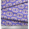thumbnail image 3 of Soimoi Purple Cotton Voile Fabric Wreath & Stripe Print Fabric by Yard 42 Inch Wide, 3 of 3