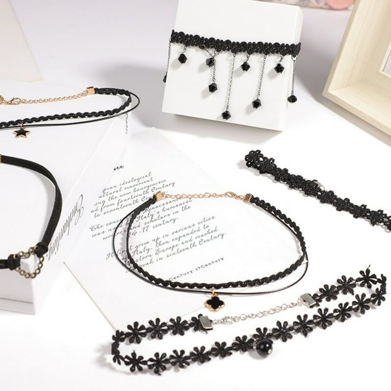 Kabuer Choker Necklace Set for Women, Velvet Black, Lace