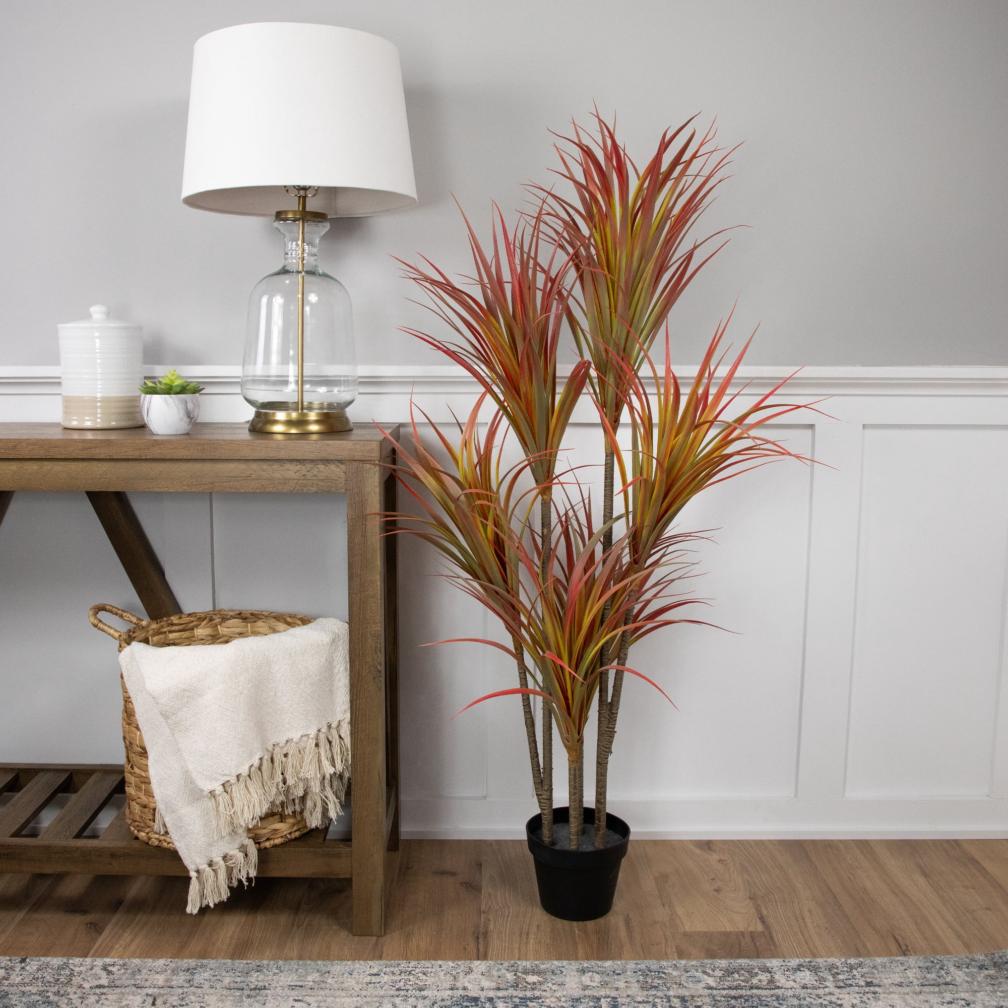 Northlight 55" Artificial Plastic Dracaena Potted Plant, Green