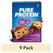 (9 pack) Pure Protein Bars, Chewy Chocolate Chip, 20g Protein, Gluten Free, 1.76 oz, 4 Ct