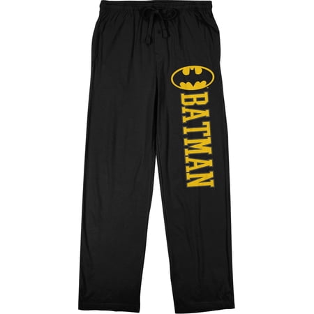 Batman Title Logo Men's Black Drawstring Sleep Pajama Pants-M