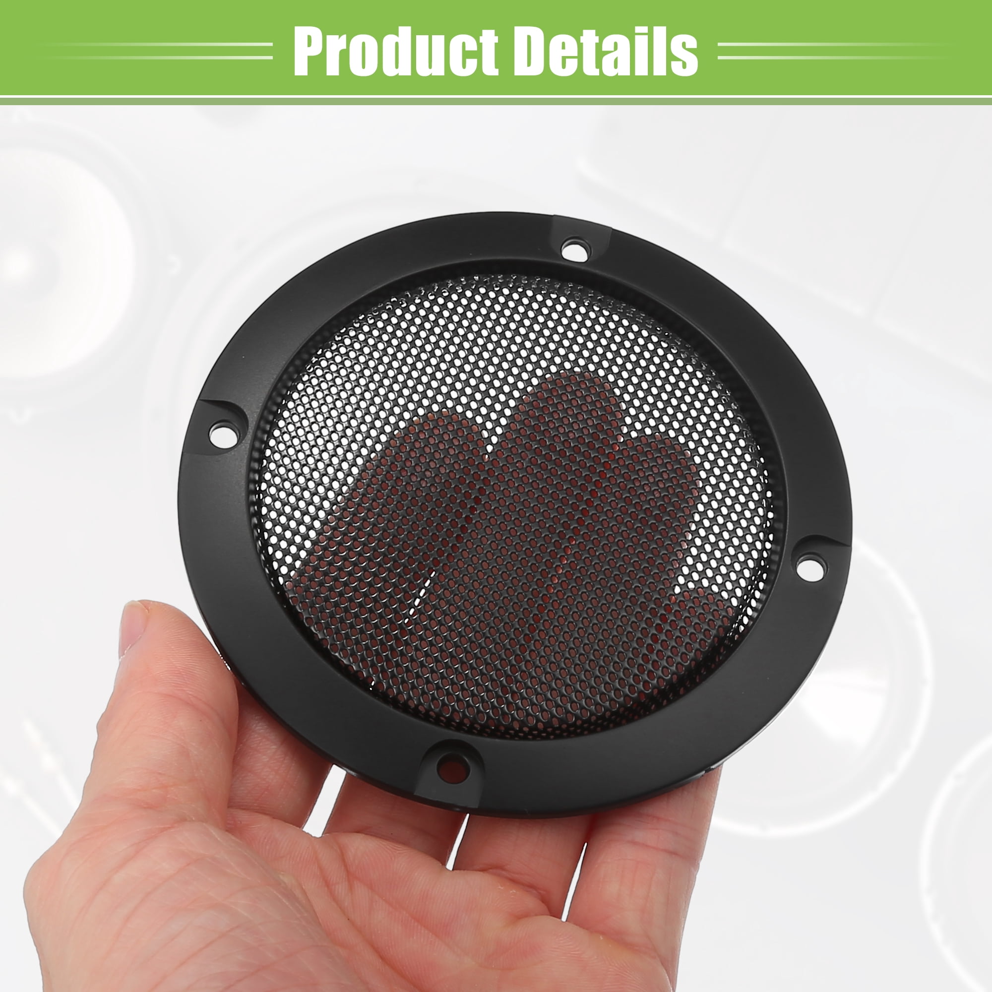 Unique Bargains Car Speaker Grills Cover Guard Protector Case with 16 Screws Black 3"