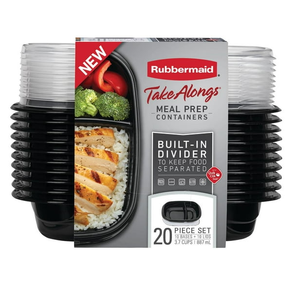 Rubbermaid TakeAlongs Divided Food Storage Containers, 20 Pieces, 3.7