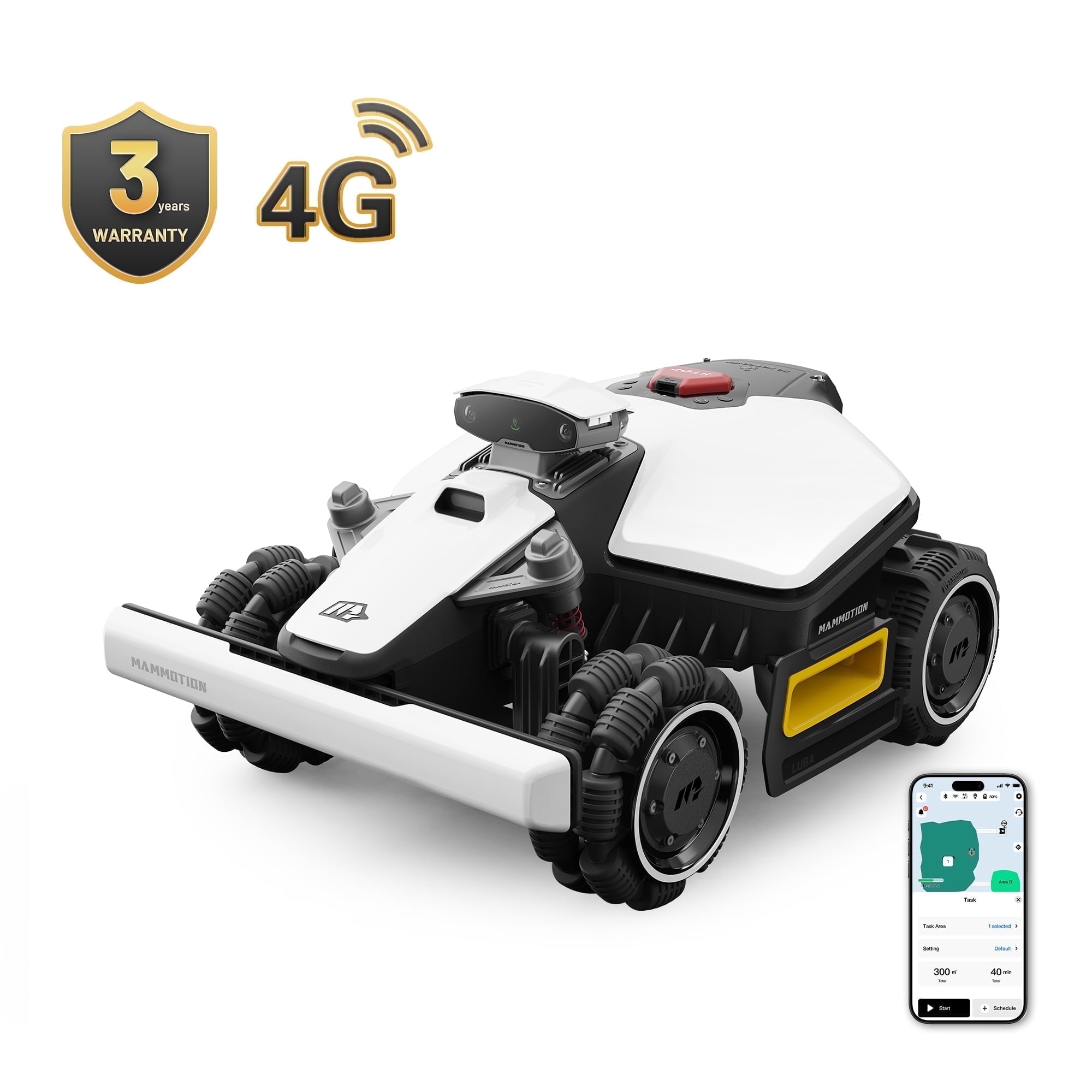 Mammotion LUBA Mini AWD 1500H Robot Lawn Mower with 4G, Reception 0.37 Acre, Max. 0.45 Acre, Cutting Height 0.8"-2.6"