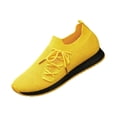 thumbnail image 3 of Domuza Unisex Breathable Hollow Fly Knit Sneakers, Sock Slip On Lace Up Lightweight Flexible Casual Walking Shoes with Two-Tone Non-Slip Outsole Yellow 7（EU-38）, 3 of 8