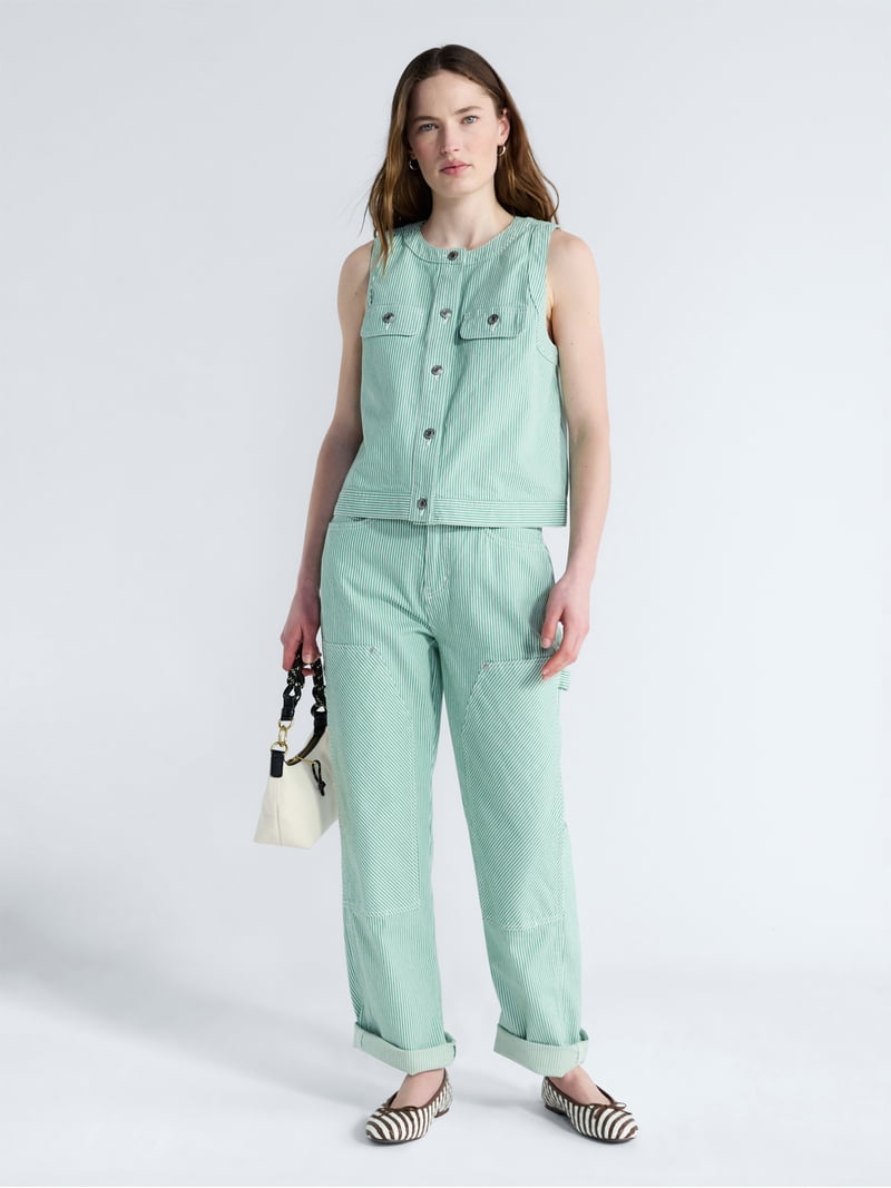 Free Assembly Women's and Women's Plus Button Front Sleeveless