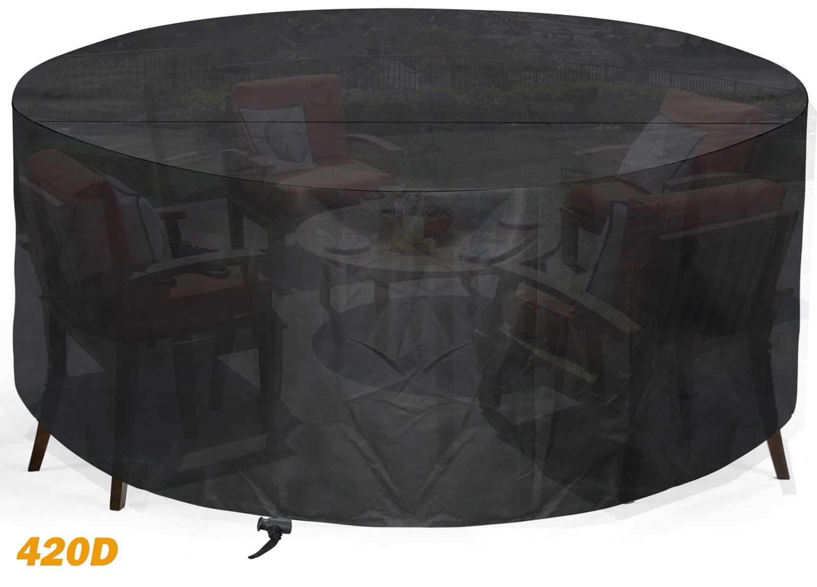 94 x 22.8 Inch Tall Round Patio Shape Outdoor Furniture Cover, Heavy Duty Waterproof High Outdoor Table Chair Set Covers (Black)