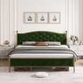 thumbnail image 2 of Tookss Full/Queen /King Size Bed Frame, Velvet Upholstered Platform Bed with Button Tufted Headboard, Heavy Duty Mattress Foundation with Solid Wood Slats Support, No Box Spring Needed, 2 of 10