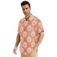 thumbnail image 2 of Dailycode Men's Casual Button Down Shirts Short Sleeve Summer Hawaiian Beach Shirt, Groovy Daisy Flower with Peace Symbol, 2 of 7
