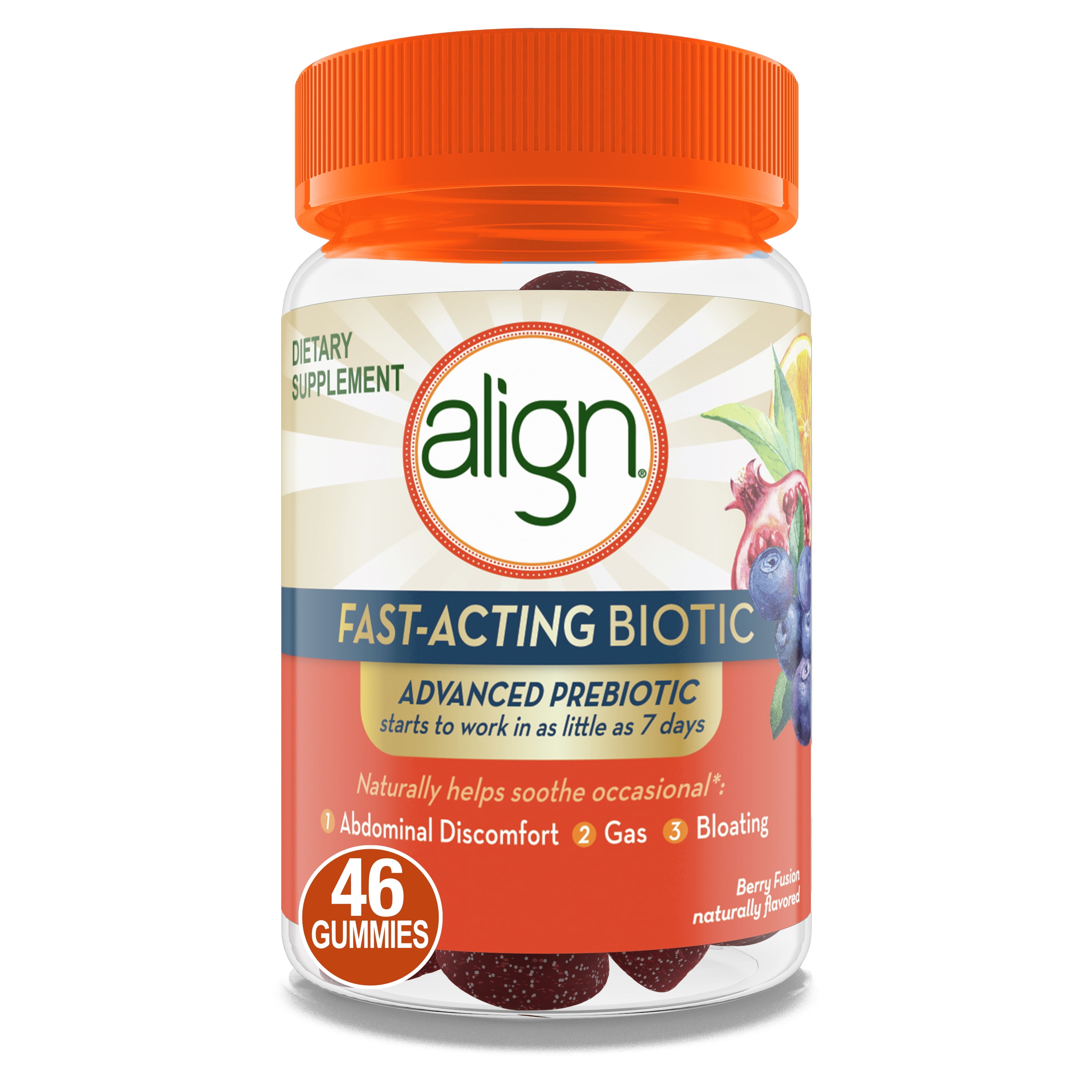 Align Advanced Prebiotic Supplement, Fast-Acting Biotic, 46 Gummies