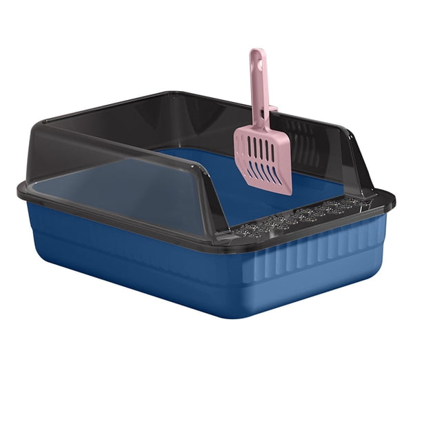 Caja de arena para gatos Sunnimix semicerrada con pala Base extraíble Azul
