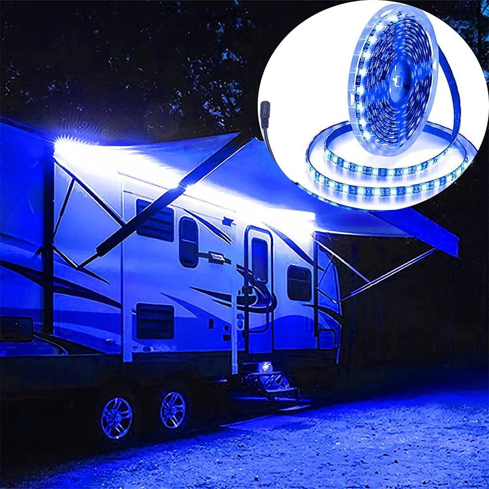 12V LED Light Strip RV LED Awning Party Strip Lights 16.4FT 5M Blue LED Strip Lights Camper Awning Lights 12V RV Awning LED Strip Light RV Awning Lights RV Camper Accessories for Travel Trailers 