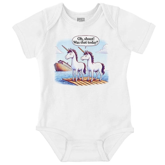 Funny Noah's Ark Unicorn Humor Romper Boys or Girls Infant Baby Brisco Brands NB