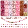 thumbnail image 1 of Ensemble de 300/840 Pcs de Perles Acryliques Roses, Rouges et Blanches, Lettres Dorées et Cœur - Trousse de Fabrication de Bijoux pour Bracelets, Colliers, 840 Pcs, 1 of 7