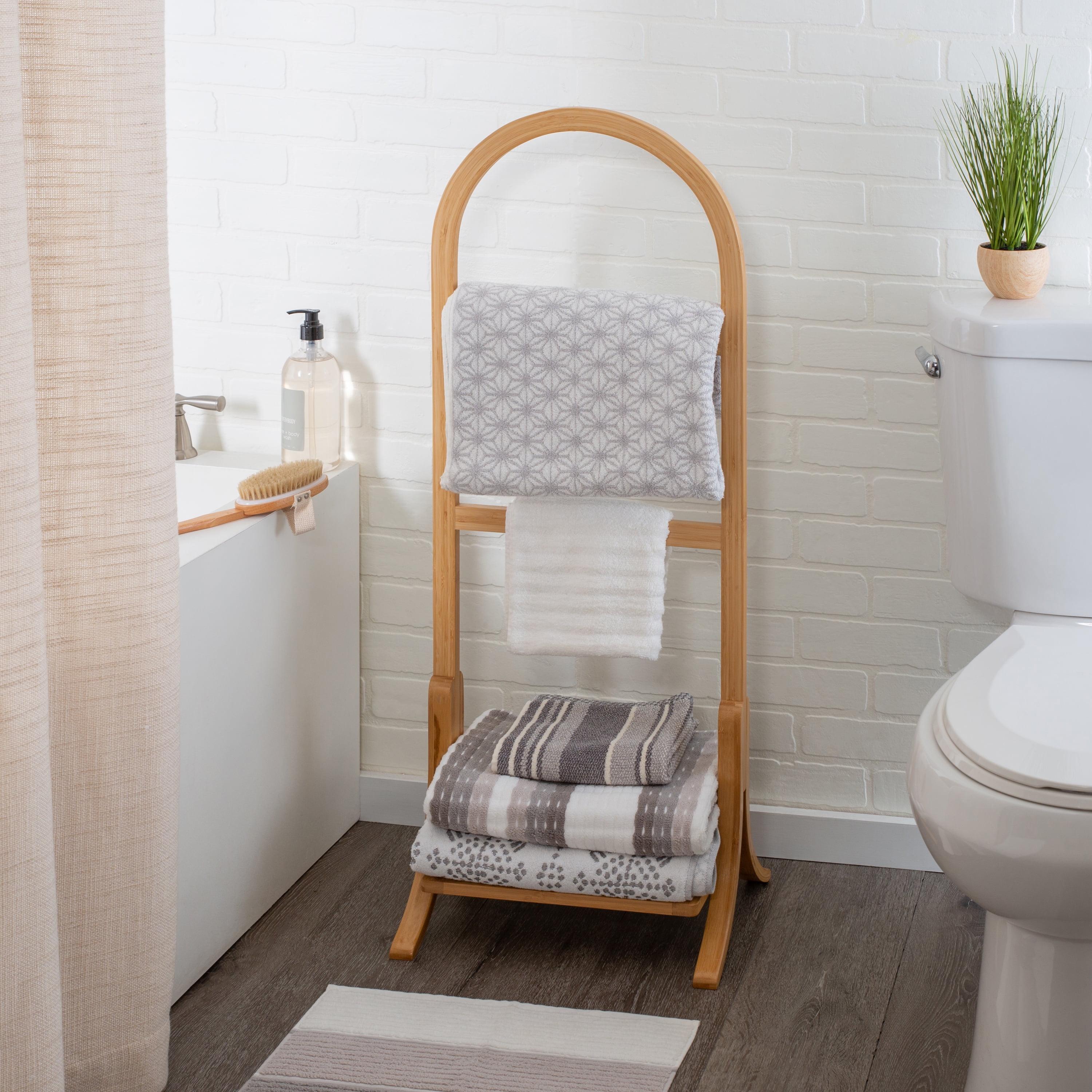 Organize It All Bamboo Standing Towel Rack