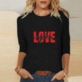thumbnail image 2 of Women Shirts Heart Tshirts Casual 3/4 Sleeve Tunic Top Plus Size Shirt Valentines Day Blouse Trendy, 2 of 4