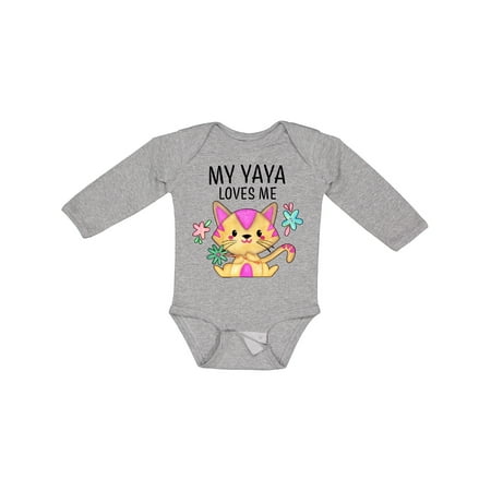 

Inktastic My Yaya Loves Me with Cute Kitten and Flowers Gift Baby Boy or Baby Girl Long Sleeve Bodysuit