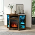 thumbnail image 2 of Giantex Corner TV Stand w/Electric Fireplace, Entertainment Center, Media Console Cabinet, Brown, 2 of 10