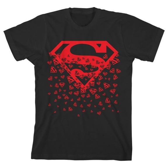 Superman Falling Logo Boy's Black T-shirt-Medium