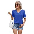 thumbnail image 3 of Womens Collared Short Sleeve T-Shirts U Neck Contrast Summer Tops Business Casual Shirt Loose Tees Cailan S, 3 of 9