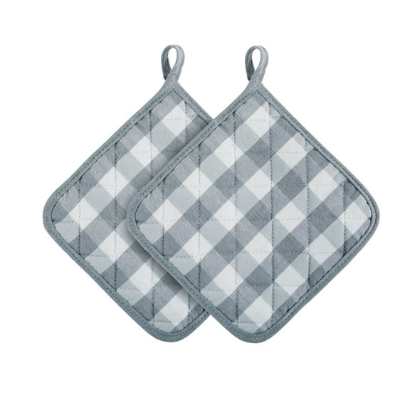 Achim Buffalo Check Polyester/Cotton Pot Holder - Grey - Set of Two