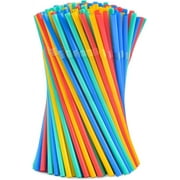 NOGIS 100 Pcs Disposable Drinking Straws, Individually Packaged Colorful Disposable Extra Long Flexible Plastic Drinking Straws for Party Travel.(0.23'' diameter and 10.2" long)