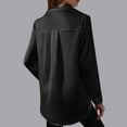 thumbnail image 4 of Annhoo Button down Shirts for Women Business Casual Lapel Long Sleeve Satin Blouses Fall Comfy Solid Work Tops, 4 of 8