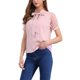 thumbnail image 4 of INSPIRAR CHIC Blusa de Manga Corta de Malla con Cuello de V y Lazo para Mujeres Color Rosa Claro Talla M, 4 of 6
