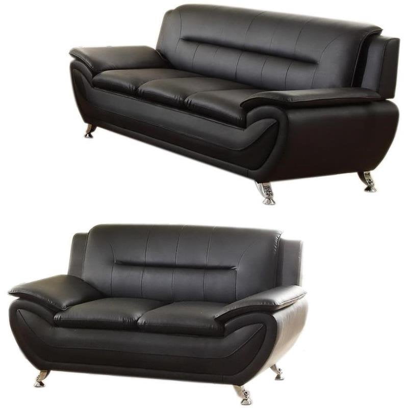 2 Piece Faux Leather Modern Sofa And, 2 Piece Faux Leather Sectional