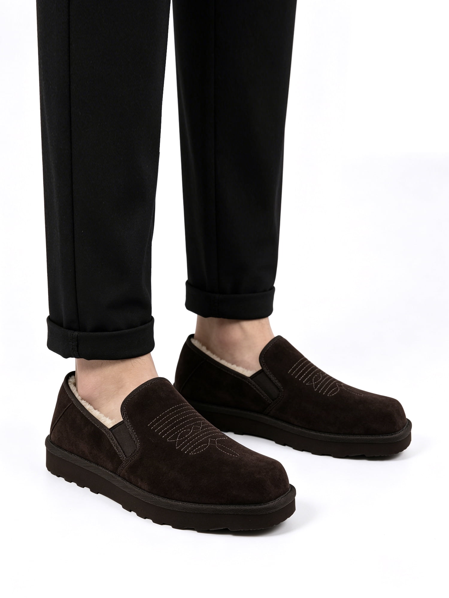 GEORGE MEN`S WESTERN SLIPPER GENUINE SUEDE