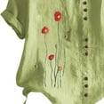 thumbnail image 4 of SELONE Oversized Linen Shirts for Women Short Sleeve Tops Blouses Regular Fit T Shirts Pullover Tees Tops Graphic Print T-Shirts Crew Neck Tops Casual Blouses Button Up Button Down T Shirts Green XL, 4 of 4