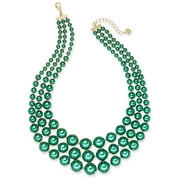 allbrand365 designer brand Imitation Pearl Three Row Collar Necklace Womens