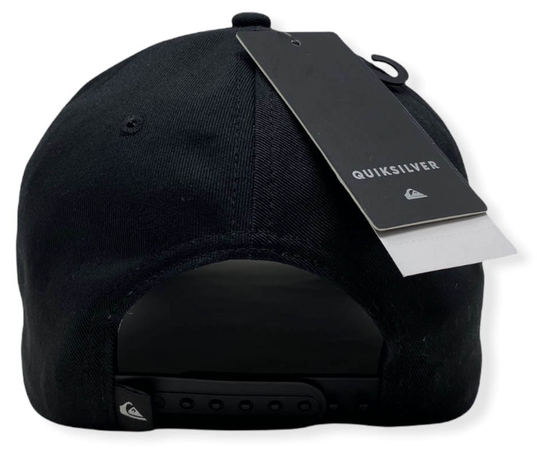 Quiksilver Men's Wordmark Small Embroidered Logo Snapback Hat Cap (Black)