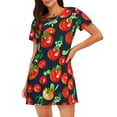 thumbnail image 1 of Fotbe Tomatoes Bata de Dormir para Mujer con Estampado, Camisón de Algodón de Manga Corta, Ropa de Dormir Casual, 1 of 6